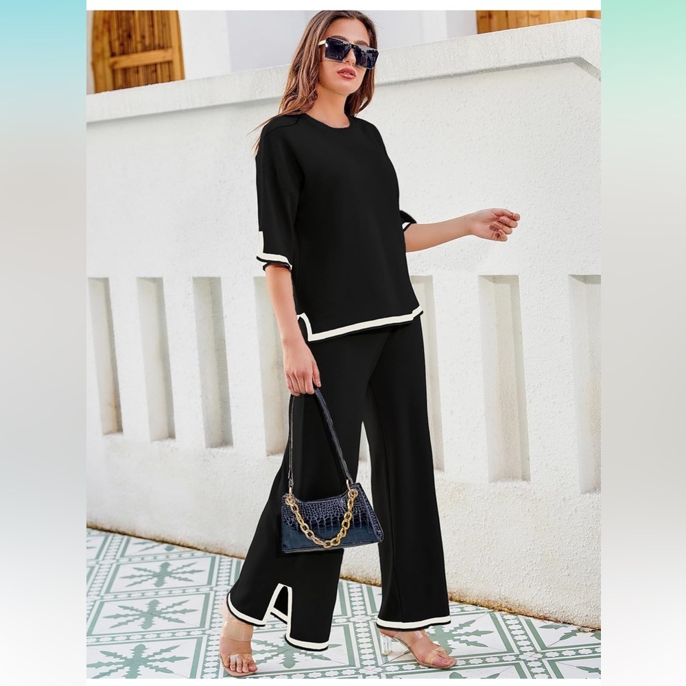 Black and White Knit Travel / Lounge Set